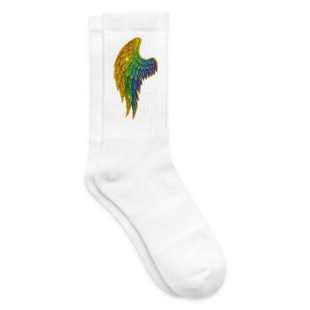 Regenbogen Glitzer Flügel - Tennissocken - Weiß - Rechts