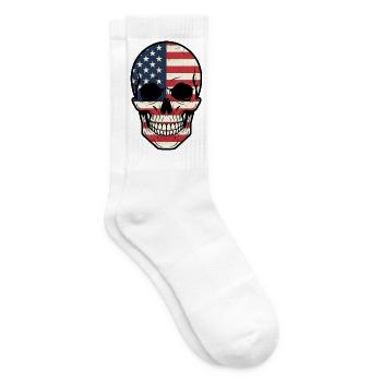 Crâne puissant Crâne USA Biker Liberté - Chaussettes de tennis - blanc - Droite