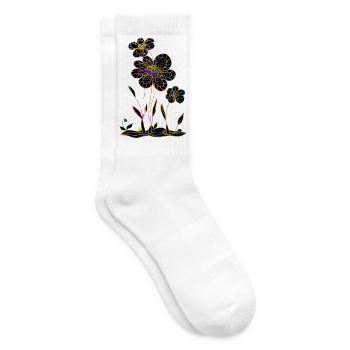 Blumen - Tennissocken - Weiß - Rechts