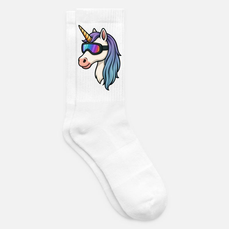Unicorn with cool ski goggles - Tennis socks - white