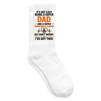 Herz + Basketball – Super Papa Basketballspieler - Tennissocken - Weiß - Rechts