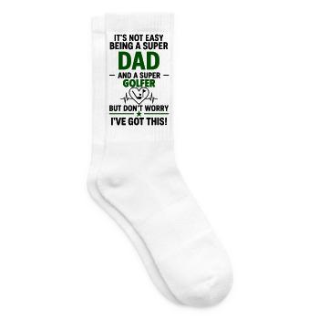 Herz + Golf – Super Papa Golfspieler - Tennissocken - Weiß - Rechts