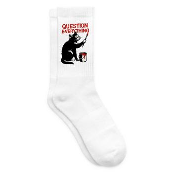 Questioning Everything: Cat Art - Tennis socks - white - Right