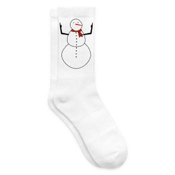 Snowman with Red Scarf - Tennis socks - white - Right