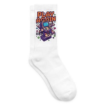 Play Again: Retro Katzen-Arcade - Tennissocken - Weiß - Rechts