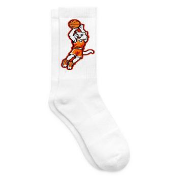 Wildes Katzen-Basketball-Dunk-Maskottchen - Tennissocken - Weiß - Rechts