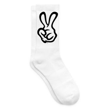Victory Handzeichen (Linke Hand / 1C) - Tennissocken - Weiß - Rechts