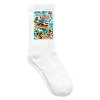 Dino Einhorn Pizza Beach - Tennissocken - Weiß - Rechts