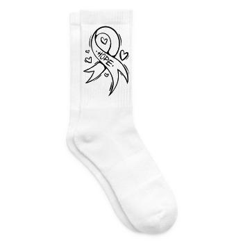 Hope Cancer Loop Heart - Tennis socks - white - Right