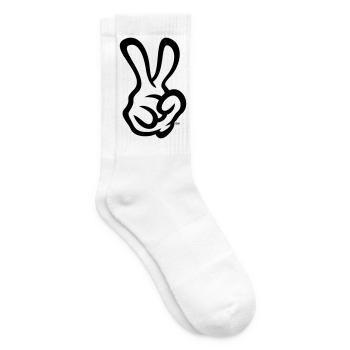 Victory Hand Sign (Right Hand / POS / 2C) - Tennis socks - white - Right