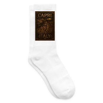 Capri Italy – Steampunk Bronze Travel Poster - Tennis socks - white - Right