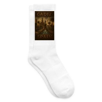 Cádiz Spanien – Steampunk Bronze Reiseposter - Tennissocken - Weiß - Rechts