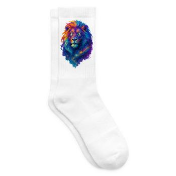Lion cosmique coloré - Art couleurs Pop - Chaussettes de tennis - blanc - Droite