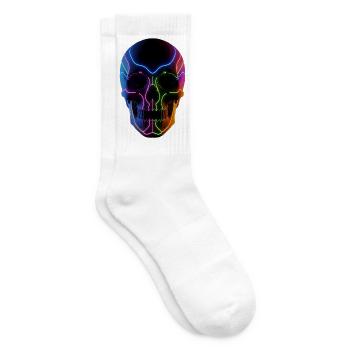 Glowing skull for DJ & techno fans - Tennis socks - white - Right