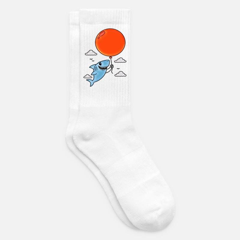 Hai mit rotem Ballon - Tennissocken - Weiß