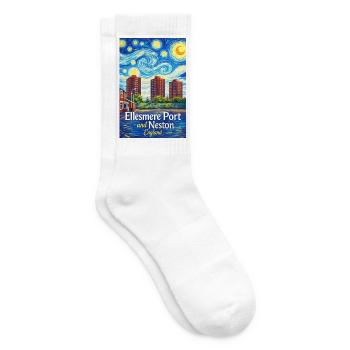 Ellesmere Port & Neston England Skyline - Tennissocken - Weiß - Rechts