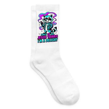 First of All Jesus Thinks I'm A Delight Raccoon - Tennis socks - white - Right