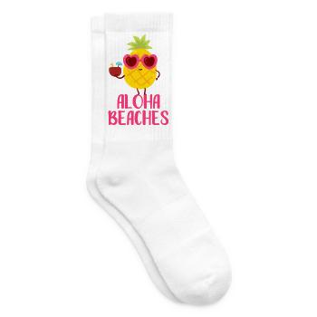 Aloha Beaches Cool Pineapple Beach Holiday Summer Motif - Tennis socks - white - Right