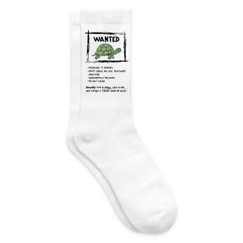 Wanted Schildkröte – Lustiges Tiermotiv - Tennissocken - Weiß - Rechts