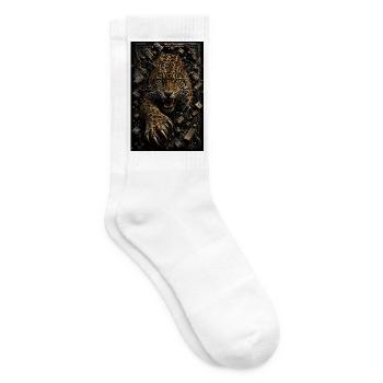 Léopard en furie parmi les blocs - Chaussettes de tennis - blanc - Droite
