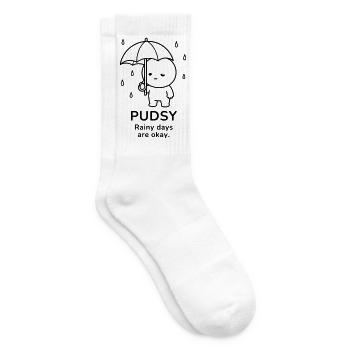 Pudsy – Rainy Days Are Okay | Cozy Rain Mood - Tennis socks - white - Right