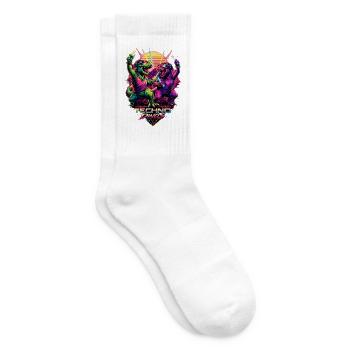 Techno Dinos – Bass aus der Urzeit - Tennissocken - Weiß - Rechts