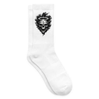 Schädel mit dunklem Rauch gotische Horror-Grafik - Tennissocken - Weiß - Rechts