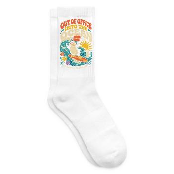 Penguin on vacation – Out of Office - Tennis socks - white - Right