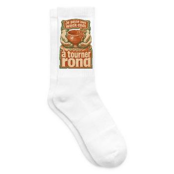 Poterie : Je passe mes week-ends à tourner rond - Chaussettes de tennis - blanc - Droite