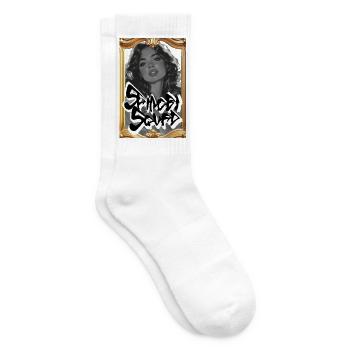 Monochrome Noir Graffiti Frame - Tennis socks - white - Right