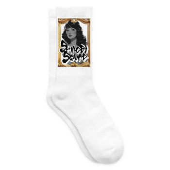 Framed Graffiti Glam Portrait - Tennis socks - white - Right