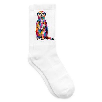 Colorful meerkat with splashes of color - Tennis socks - white - Right