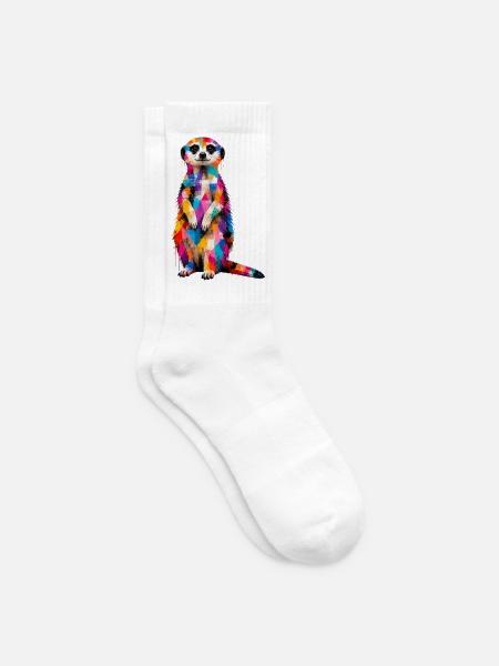 Buntes Erdmännchen mit Farbklecksen  - Tennissocken - Weiß