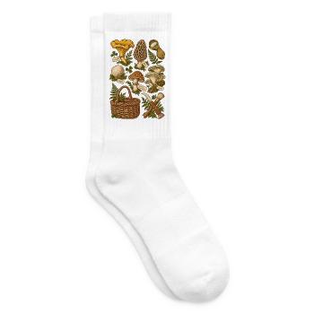 Mushrooms in the forest – botanical illustration - Tennis socks - white - Right