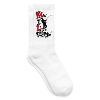 Fishing man - Humor - Tennis socks - white - Right