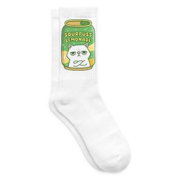 Funny Grouchy Cat Sourpuss Lemonade Drink Can - Tennis socks - white - Right