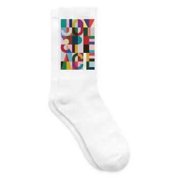 Joy & Peace – Abstraktes Farbdesign - Tennissocken - Weiß - Rechts