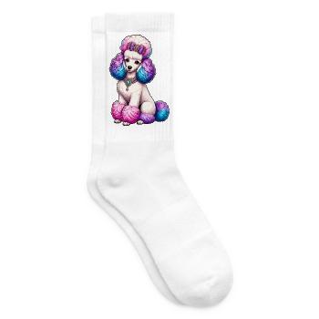 Bunter Pudel mit Schmuck Illustration - Tennissocken - Weiß - Rechts