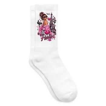 Ich liebe Paris. Damenkleidung und Accessoires - Tennissocken - Weiß - Rechts