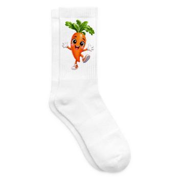 Glückliches Karotten-Maskottchen in Turnschuhen - Tennissocken - Weiß - Rechts