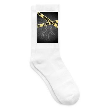 Eine Umriss einer Person auf einer Straße. Mord? - Tennissocken - Weiß - Rechts