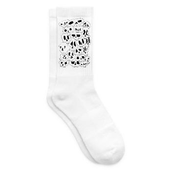 Skulls (Black Outlines) - Tennissocken - Weiß - Rechts