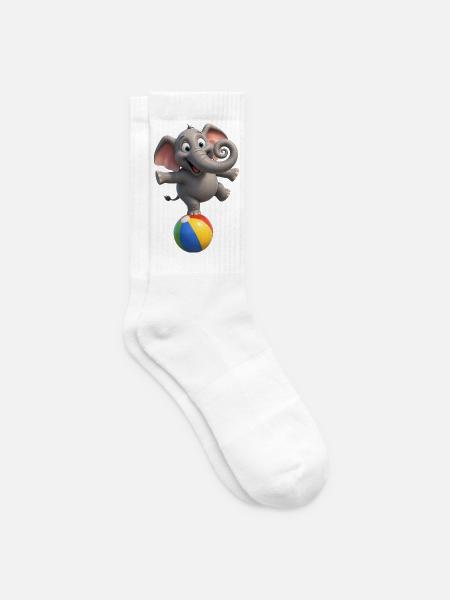 Elefantenpendel auf Ballon - Tennissocken - Weiß