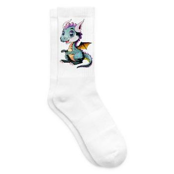 Süßer kleiner Drache grünes Baby Vektor Design - Tennissocken - Weiß - Rechts