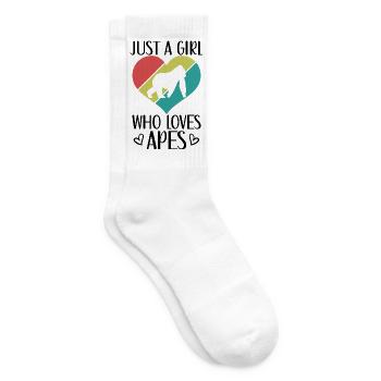 Affe Herz Silhouette Retro-Style - Tennissocken - Weiß - Rechts