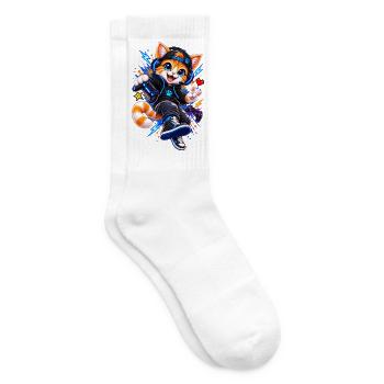 Gaming Katze – Gamer Cat - Tennissocken - Weiß - Rechts