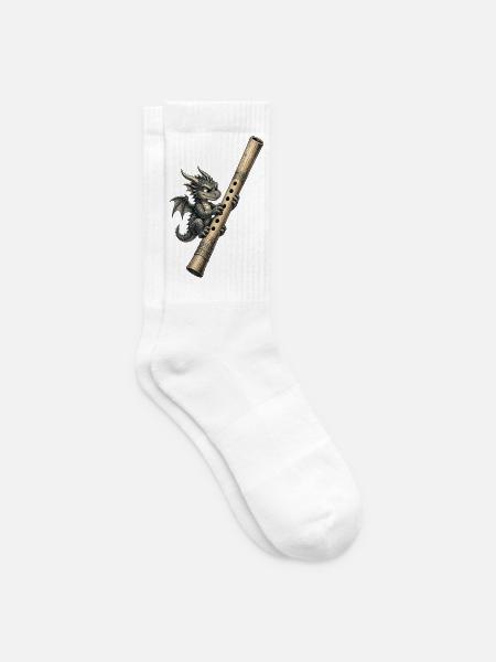 Der Flötendrache, Design - Tennissocken - Weiß