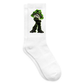 Cooler Streetwear Pilz in Neon Grün - Tennissocken - Weiß - Rechts
