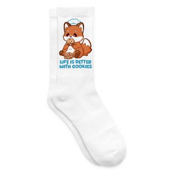 Niedlicher Fuchs mit Kochmütze isst Cookies - Tennissocken - Weiß - Rechts