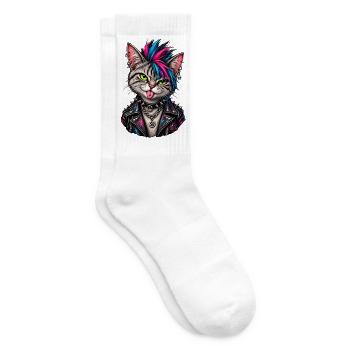 Punk Katze - Tennissocken - Weiß - Rechts